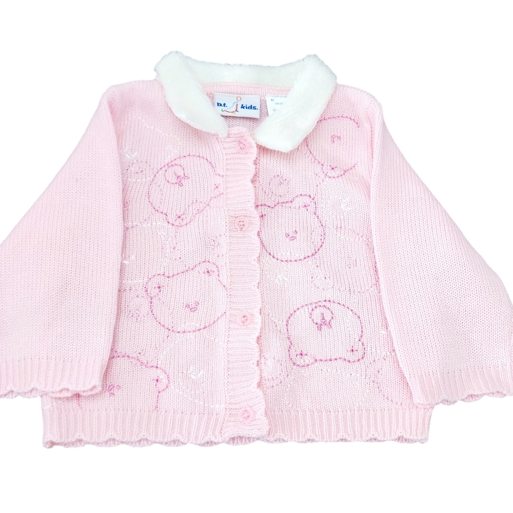 Vintage BT Kids pink teddy bear sweater cardigan